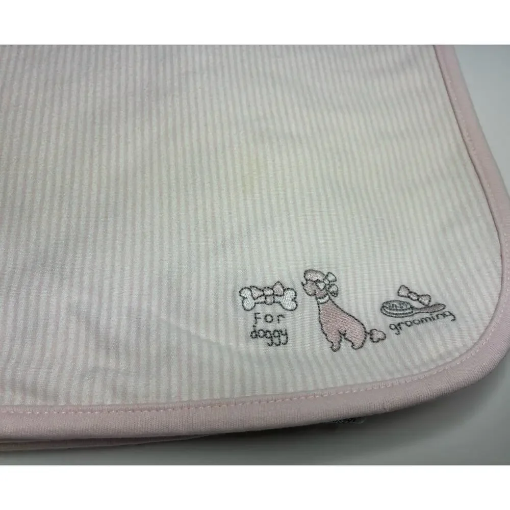 Vintage 2003 Gymboree Posh Poodle Baby Blanket Pink White Striped - STAINS READ
